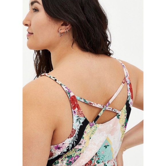 🆕 Multi Scarf Print Challis Tier Midi Dress 0 L 12 NWT Torrid New! - Picture 2 of 7